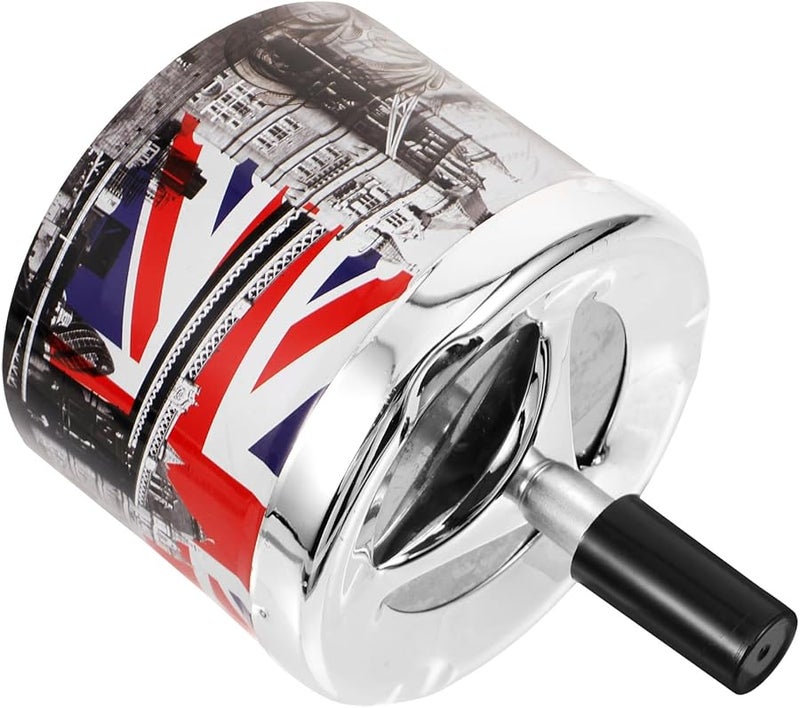 علبة سجائر من الفولاذ المقاوم للصدأ بغطاء دوّار، مزودة بإطفاء تلقائي ومقاومة للرياح، للاستخدام في السيارات والشرفات والهواء الطلق - Image 1